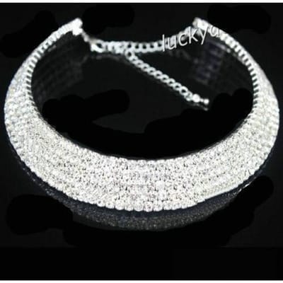 Mode Sale Star Stijl Nieuwe Vrouwen Glanzend Kristal Strass Kraagjes Ketting Choker Kettingen Bruiloft Verjaardag Sieraden white
