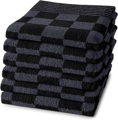 Keukendoeken - Theedoeken Handdoeken - Keuken Schoonmaken - Klassiek Ruitpatroon - 50x55 cm - Antraciet