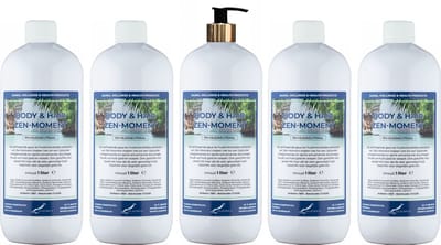 Body & Hair Zen Moment 1 liter met gouden pomp - set van 5 stuks - 2 in 1 voor lichaam en haar - voordeelverpakking