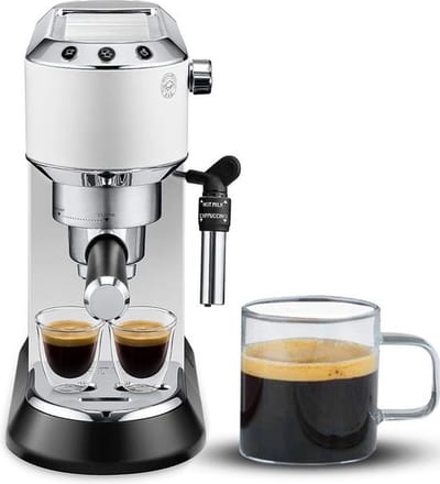 Thuys – Luxe Espressomachine – Koffiezetapparaat – Gemalen Koffie – Italiaanse Stijl – RVS – Klassiek Design – Wit