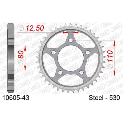 Stalen tandwiel Afam 530 43 dents