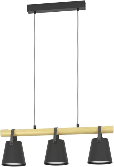 EGLO BOYLE LANGE TAFEL 3XE27 L780 ZWART/NATUREL FSC