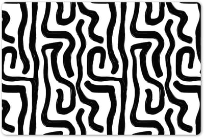 Placemats 45x30 cm - Placemat kunststof - 1 stuk - Modern - Lijnen - Zwart - Borden onderleggers - Decoratie voor op tafel - Keuken tafeldecoratie accessoires - Vinyl onderlegger - Tafelversiering