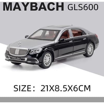 1:24 Mercedes Benz Maybach GLS600 Legering Modelauto's Diecast Speelgoedauto Simulatie Geluid & Licht Voertuig Speelgoed Model Cadeaus Voor Kinderen zwart