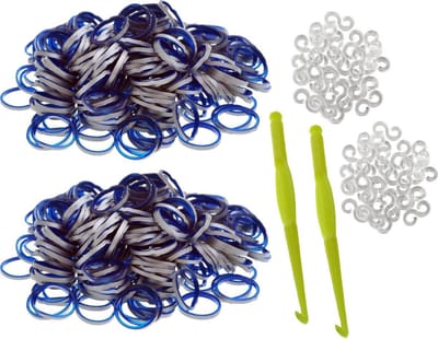 Behave - 600 Loombandjes - Grijs-Blauw - Met Weefhaken & S-clips - Latexvrij - Creatief Speelplezier