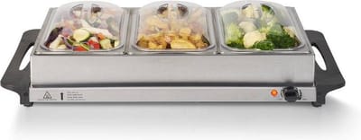 Blokker Buffetwarmer 3x 2,5 Liter - Warmhoudplaat Elektrisch - Warmhoudbakken - RVS
