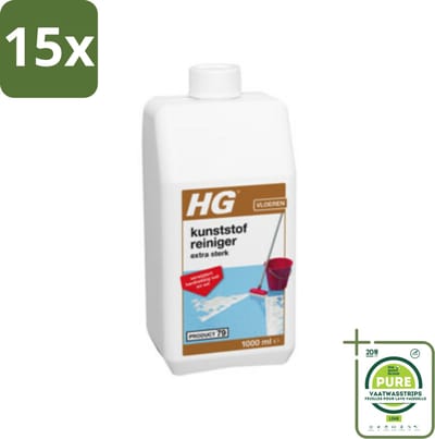 15 x HG Kunststofreiniger Extra Sterk 1 liter - Grootverpakking - Kunststofvloer Reiniger - Vloerreiniger - Hardnekkig Vuil - Vet Verwijderen - Vinyl Vloer