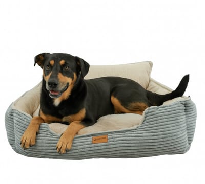 Dastium Pets - Grijs Met Beige Corduroy Hondenmand - Wasbaar Hondenbed met uitneembare kussens -Zacht Hondenkussen - Met Anti-slip Bodem - 78CM X 65CM