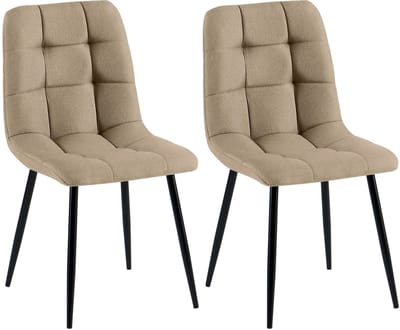 CLP Tilde Set van 2 eetkamerstoelen - Zonder armleuning - Industrieel - Stof/taupe