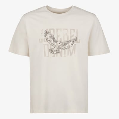 JJ REBEL heren T-shirt met adelaar creme - Beige - Maat S