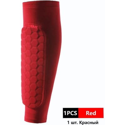 Loogdeel Voetbal Scheenbeschermers Honingraat Anti-botsing Compressie Beenhoezen Voetbal Sport Unisex L rood
