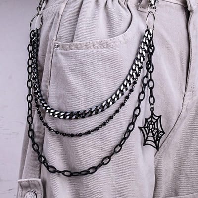 Europese en Amerikaanse Sieraden Trend Punk Stijl Persoonlijkheid Drie-laags Spinnenweb Jeans Ketting Honderd Decoratie 1pcs zwart