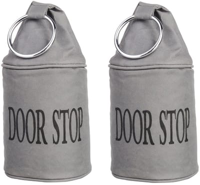 Deurstopper - SET van 2 stuks - grijs met band