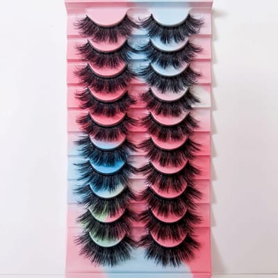 10 Paar Wimpels Nep Nerts Wimpels Cat Eye Wimpels Natuurlijke Volle Nepwimpers Volumizing Wimperverlenging Reis Make-up Tools pink