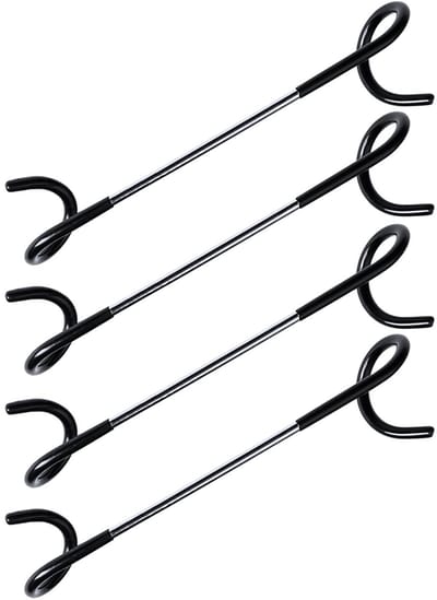 Dailygoods- Vogelvoeder Accessoires - 4 Sets Haken - Hoogwaardig Roestvrij Staal - Antisliprubber - Verstelbaar - Eenvoudige Installatie - Voederhaken