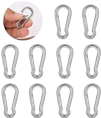 RVS Karabijnhaak Lente-Snap Haak - 10 STKS Heavy Duty Clips voor Sleutels, Camping, Vissen, en Wandelen