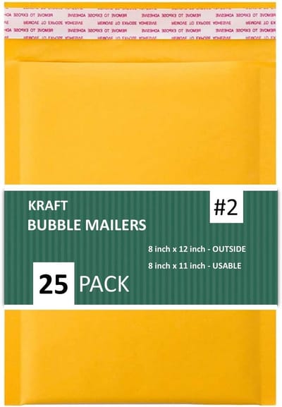 Goudkleurige Kraft Luchtkussenenveloppen #2 (25 stuks) - 8,5 x 12 inch Verzending