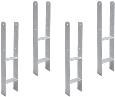 Paalankers H-model - Stalen paaldragers - Houtconstructies Verankeren - Robuust staal 5mm dik - 91mm vorkbreedte - Zilverkleurig