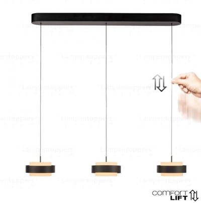 Freelight - Hanglamp Puleggia 3 lichts L 90 cm comfortlift zwart