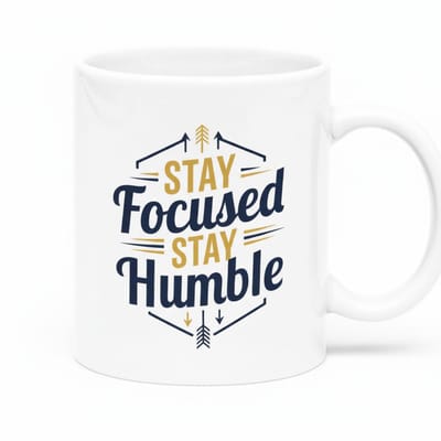 Motiverende 330ml Keramische Mok – “Stay Focused Stay Humble” Quote – Inspirerend Cadeau voor Kantoor & Thuis