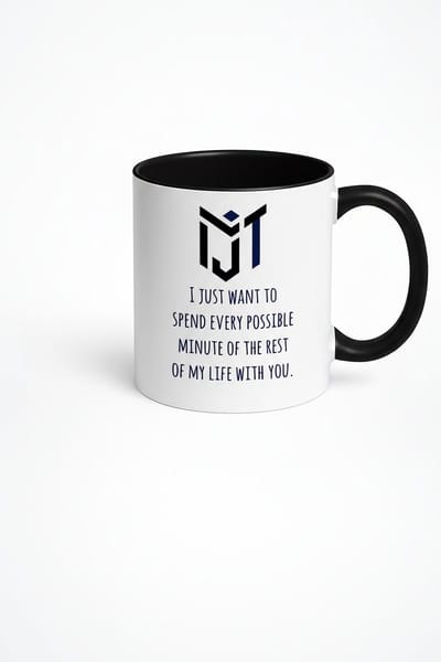 Romantische Liefdesmok "I Want To Spend Every Minute With You" | Wit Zwart Initialen Design Cadeau