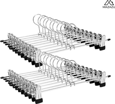 MIRA Home - Broekenhanger - Kleerhanger - Zilver - Metaal - 33,9x19,8x10,6