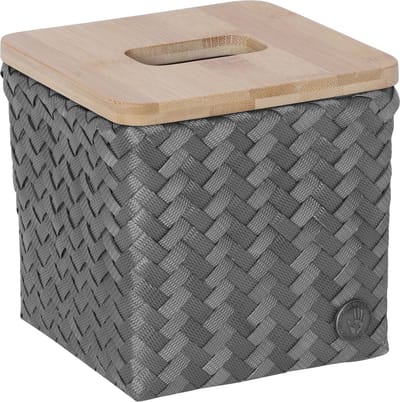 Tissue box - Tissue houder - Tissue doos - Zakdoek doos - Bamboe deksel - Handed By Top Fit square - donkergrijs, dark grey