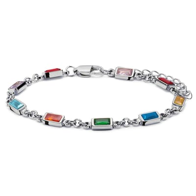Prism | Zilverkleurige armband met veelkleurige stenen van kristalglas