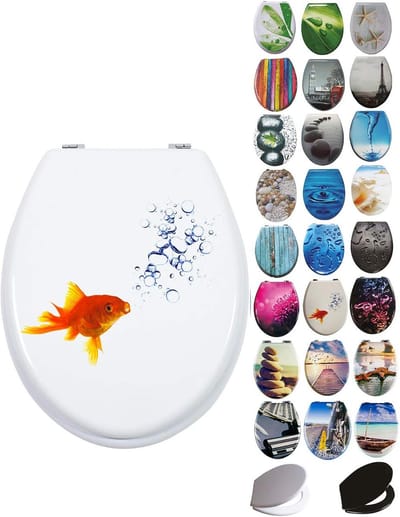 MDF Toiletbril - Toiletdeksel WC - Badkamer Decoratie - Vele Ontwerpen - 43 x 36 cm - Wit