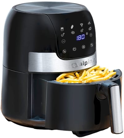 alpina Airfryer 3.5L - Heteluchtfriteuse 1-4 Personen - Air Fryer met Digitaal Touchscreen - Instelbare Temperatuur 80 tot 200 Graden - met Timer Functie - Heteluchtoven 1400W