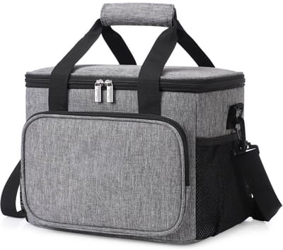 GELLDG 15L Koeltas voor Onderweg - Isolatietas met 30x23x23cm - Waterdicht, Vouwbaar Lunchkoeler met Bidirectionele Rits en Zijvakken - Geschikt voor Werk, Strand en Reizen - Oxforddoek en PEVA - Inclusief Binnennetje voor Opslag