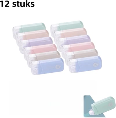 Verpakking van 12 stuks - Plakband - Creatief - Transparant dubbelzijdig plakband - Knutseltape - Permanent plakband - Rol - Geschikt voor knutselen en scrapbooking