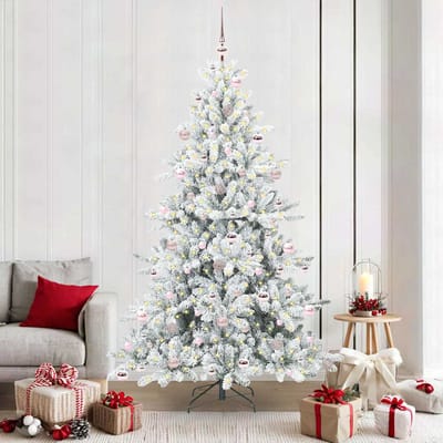 vidaXL - Kunstmatige - Hinged - Kerstboom - Wit - 210 - cm - PVC - en - Staal