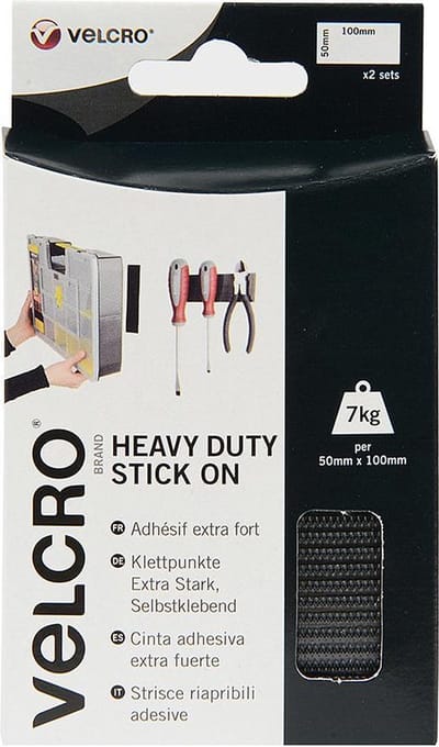 VELCRO® VEL-EC60239 Klittenband Om vast te plakken Haak- en lusdeel, Extra sterk (l x b) 100 mm x 50 mm Zwart 2 paar
