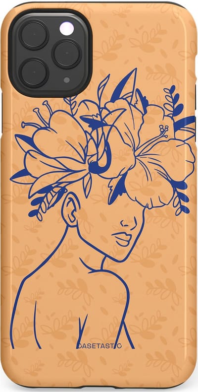 Casetastic hoesje geschikt voor Apple iPhone 11 Pro Max - Dubbellaagse bescherming - Lijn en Bloesem - Fashion Case - Perzik