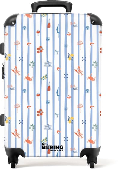 NoBoringSuitcases.com - Grote koffer - Gestreepte vakantie print kleurrijk - Kinderkoffer geschikt voor jongen en meisjes - Reiskoffer met 4 wielen - Trolley op wieltjes - Rolkoffer groot kinderen - 72 liter - Ruimbagage valies 20kg