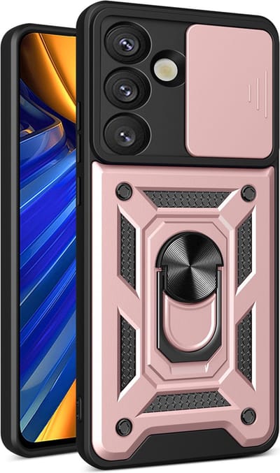 MobyDefend Hoesje - Geschikt voor Samsung Galaxy S25 - Pantsercase Met Draaibare Ring - Rosé