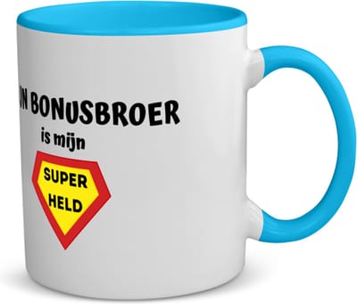 Akyol - mijn bonusbroer is mijn superheld koffiemok - theemok - blauw - Broer - super bonusbroer - verjaardag - cadeautje voor broer - broer artikelen - kado - geschenk - 350 ML inhoud