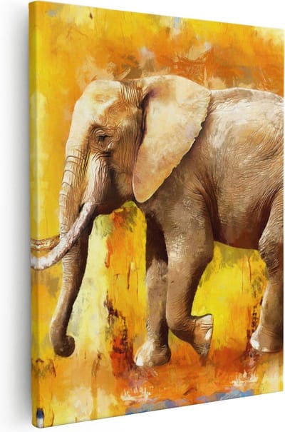 Artaza Canvas Schilderij Olifant Abstract - 40x50 cm - Muurdecoratie Dieren - Wanddecoratie Woonkamer - Kamer Accessoires