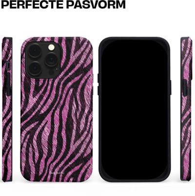 Casetastic hoesje geschikt voor Apple iPhone 14 Pro Max - MagSafe - Dubbellaagse bescherming - Roze Paarse Zebraprint - Fashion Case - Zwart Lila