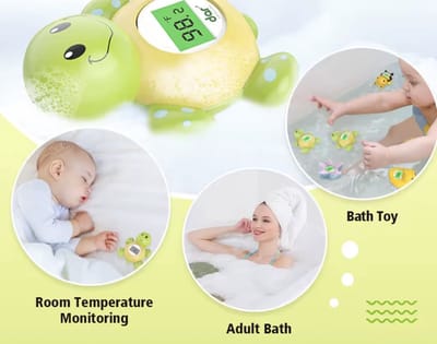 Baby Bad Thermometer Editie: Schilpad | Digitaal + LED Display – Veilige Badtemperatuur & Drijvend Speelgoed – Instelbaar °C/°F – speelgoed voor Baby’s & Peuters