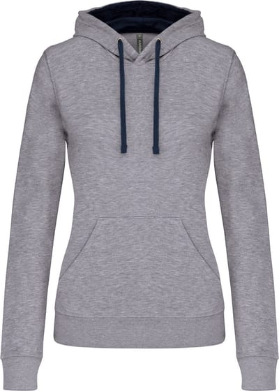 Kariban Damessweater met capuchon in contrasterende kleur K465 - Oxford Grey / Navy - XS