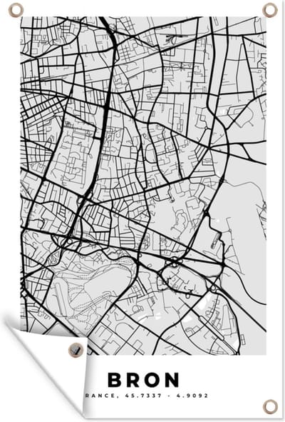 Muurdecoratie Frankrijk – Plattegrond – Kaart – Bron – Stadskaart - 120x180 cm - Tuinposter - Tuindoek