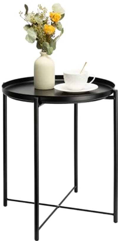 Ronde metalen bijzettafel voor binnen en buiten, multifunctioneel en waterdicht