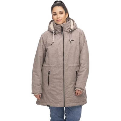 Ragwear dames winterjas - winterjas halflang dames - Dakkota - bruin/beige gemeleerd - maat 46