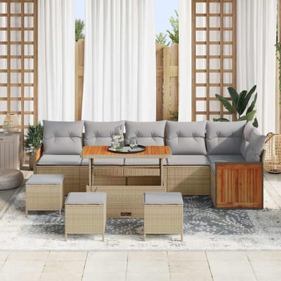 vidaXL - Tuinbank - Set - 12 - st - 8-Aantal - zitplaatsen - Beige - en - Lichtgrijs