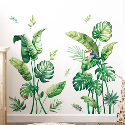 Allecto - Palmblad Muursticker - Groene Planten - Eenvoudig aan te brengen - 90 x 29 cm - Tropische Bladeren - Wanddecoratie - Geschikt voor woonka...