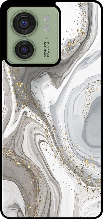 Smartphonica Telefoonhoesje Geschikt voor Motorola Edge 40 met marmer opdruk - TPU backcover case marble design - Zilver geschikt voor Motorola Edge 40