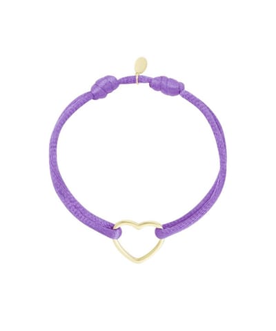 Yehwang armband - Paars koort met goud hartje - Stainless steel