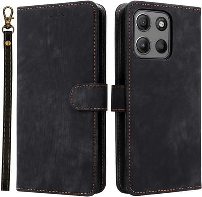 Coverup Hoesje - Geschikt voor Motorola Moto G15 / G17 (Power) Hoesje - Coverup Book Case met Koord - Zwart